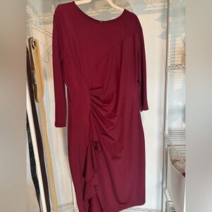 Bodycon Long Sleeve Burgundy Dress xxl